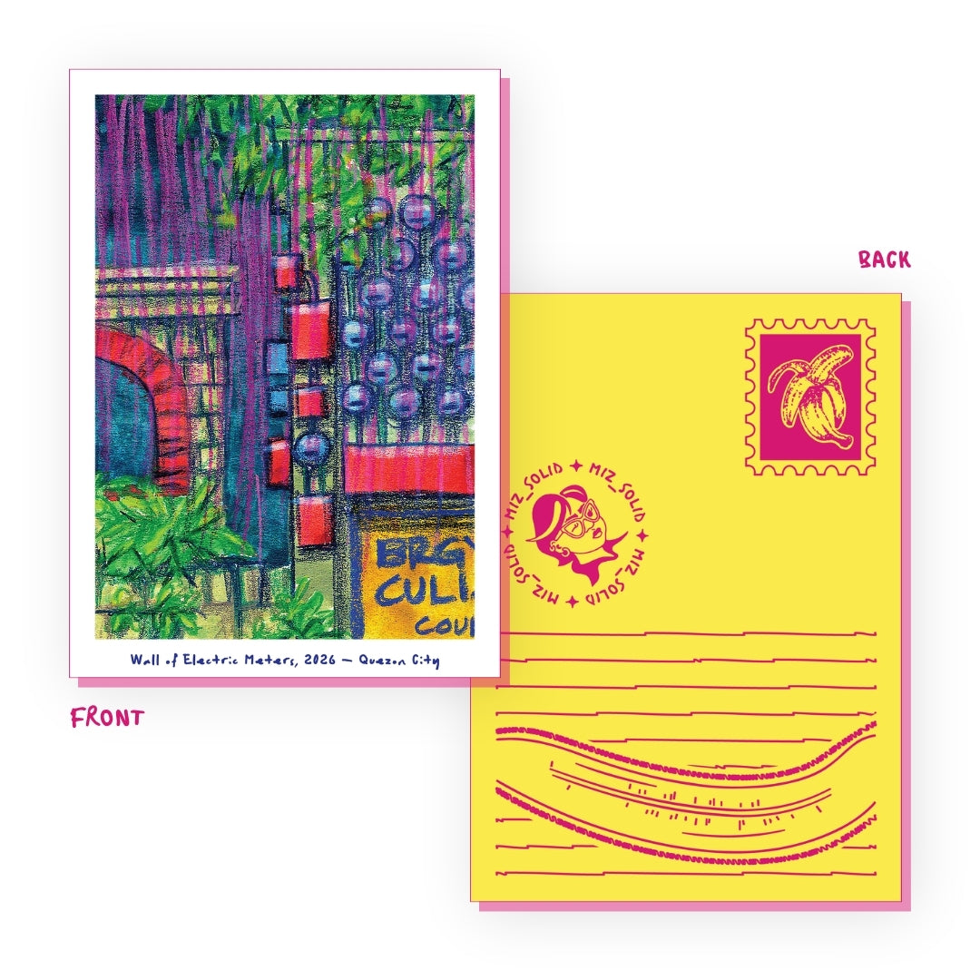 Wall of Electric Meters - Sketch Postcard