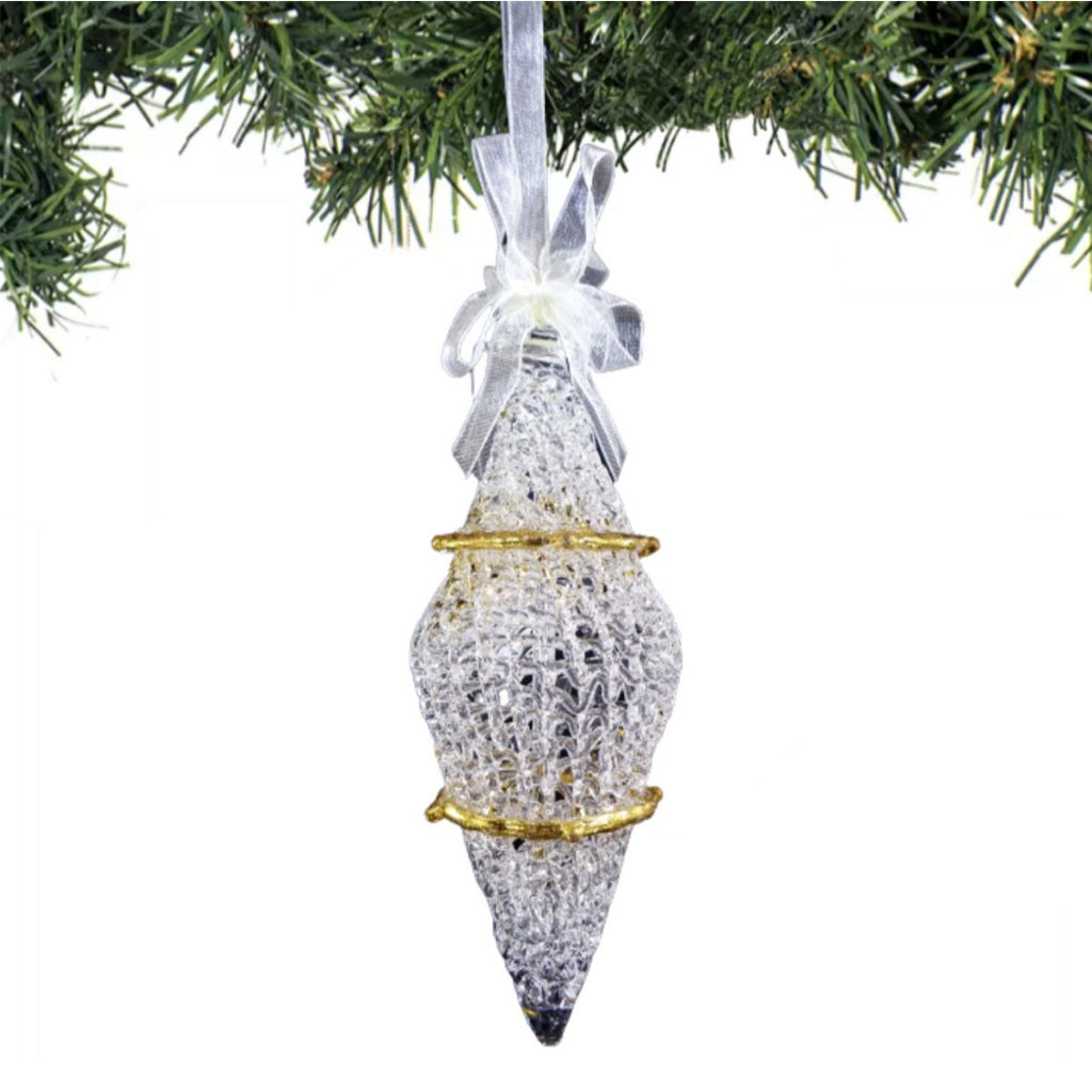 Crochet Glass Hanging Christmas Ornaments with Gold Leafing