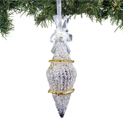 Crochet Glass Hanging Christmas Ornaments with Gold Leafing