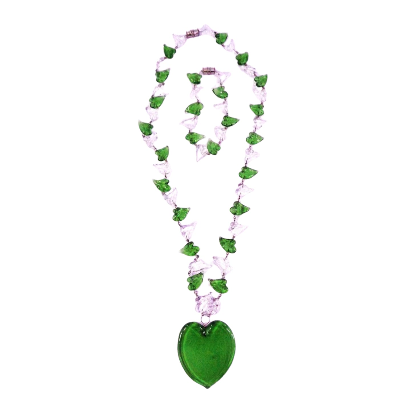 Solid Heart Pendant with Slanting Heart Set