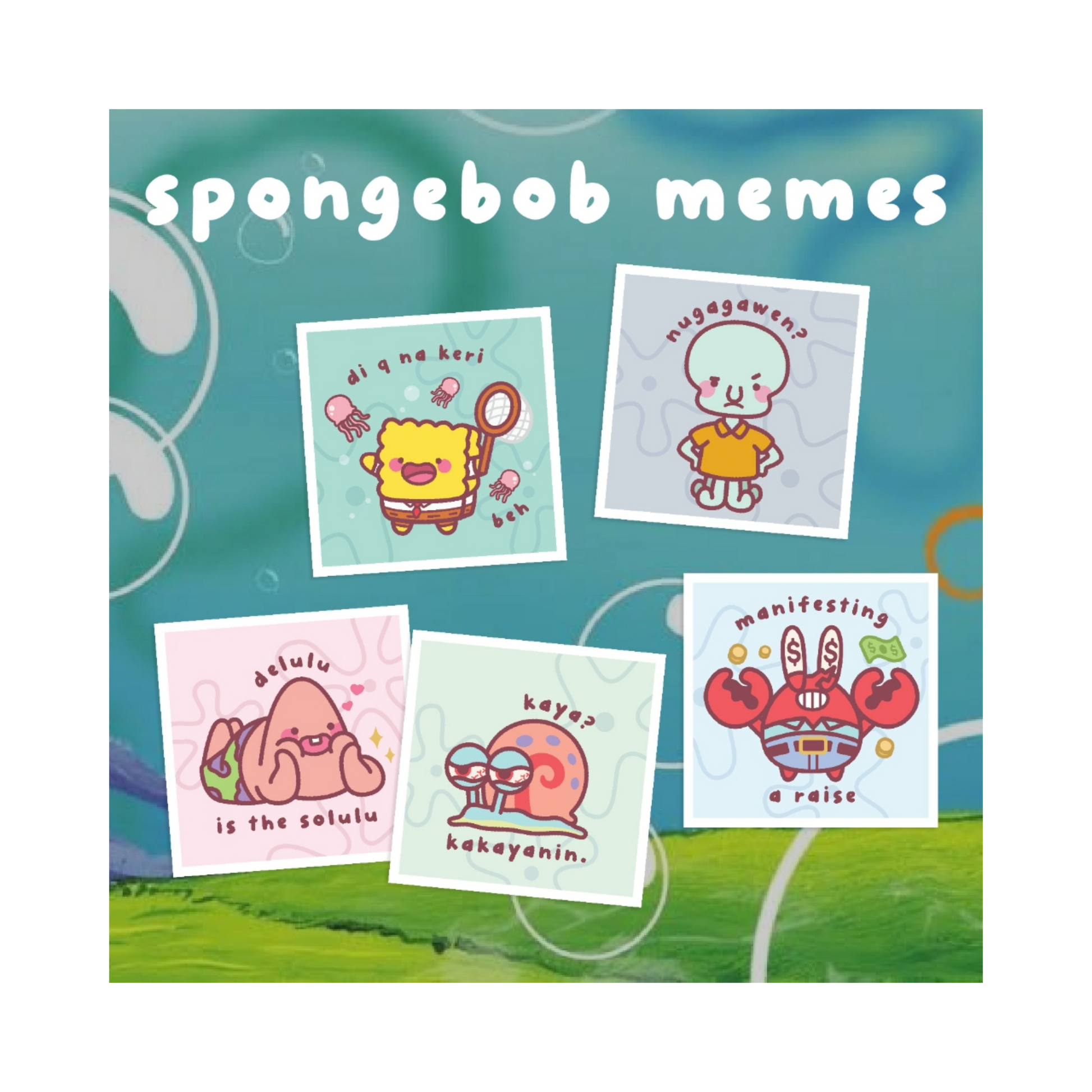 Solo Big Spongebob Memes Waterproof Stickers by Priscilla and Sarah Cheung Full Sticker Set