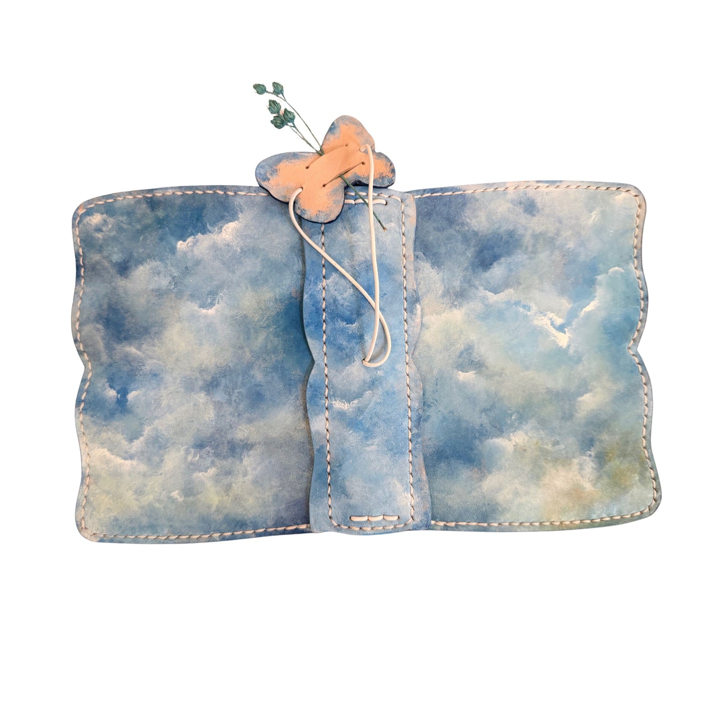 Hand-Painted, Hand-Stitched Leather Journal & Traveler's Notebook Cover | Cloud Drift