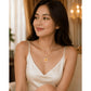 Square Crochet Glass Pendant Gold Chain Necklace
