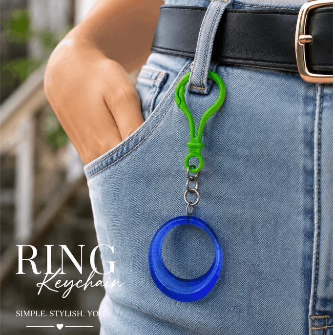 Glass Ring Pendant Keychain