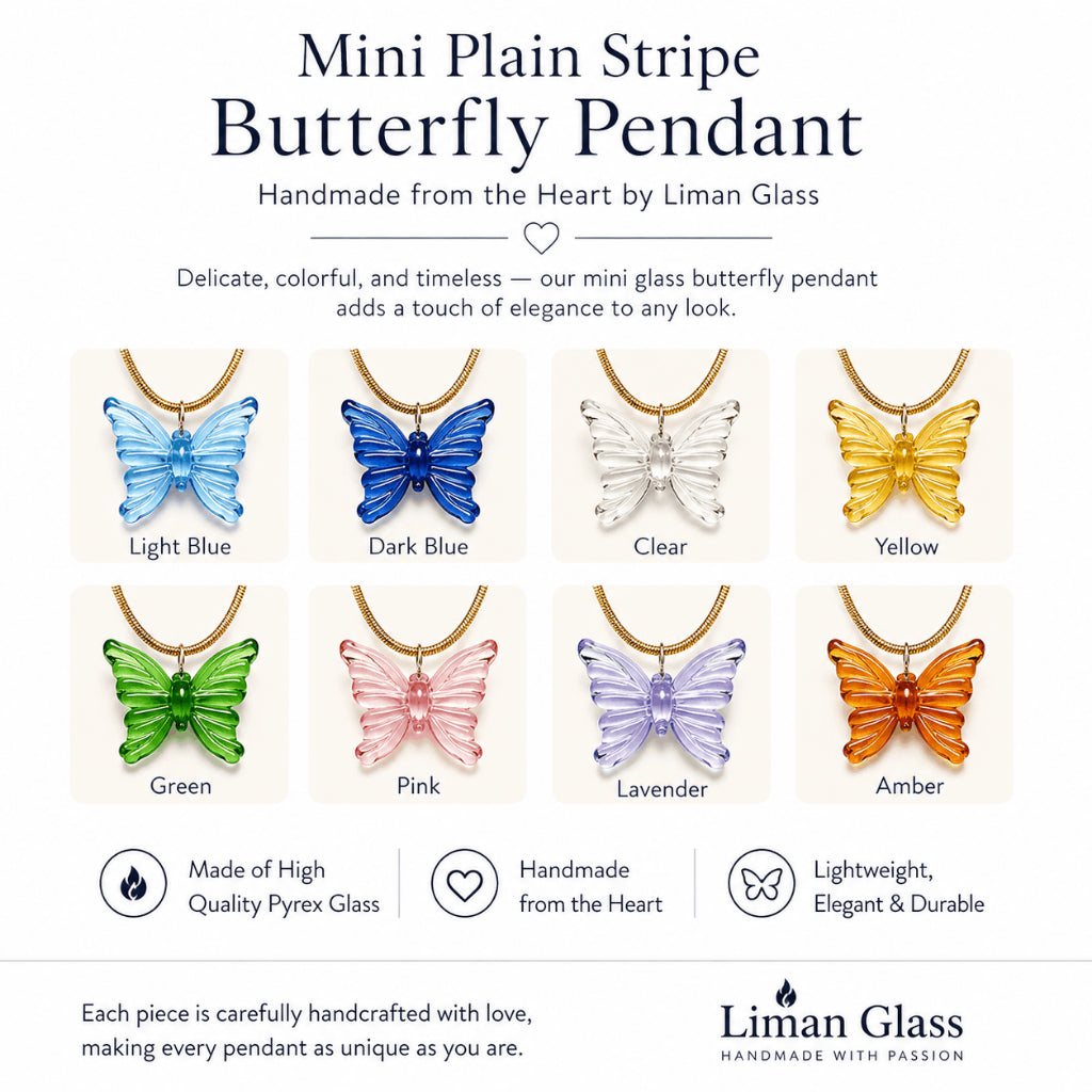 Plain Stripe Mini Butterfly Pendant 18k Gold Necklace