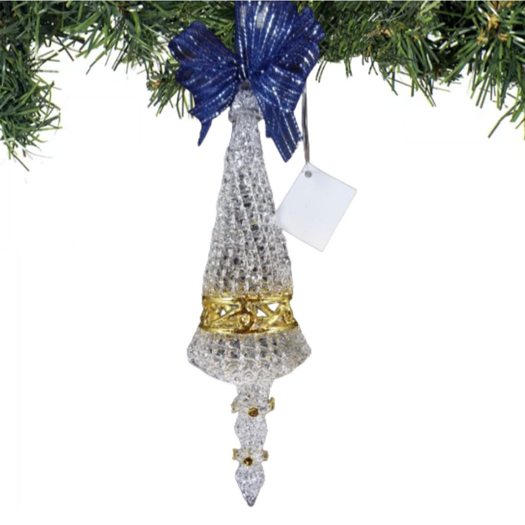 Crochet Glass Hanging Christmas Ornaments with Gold Leafing
