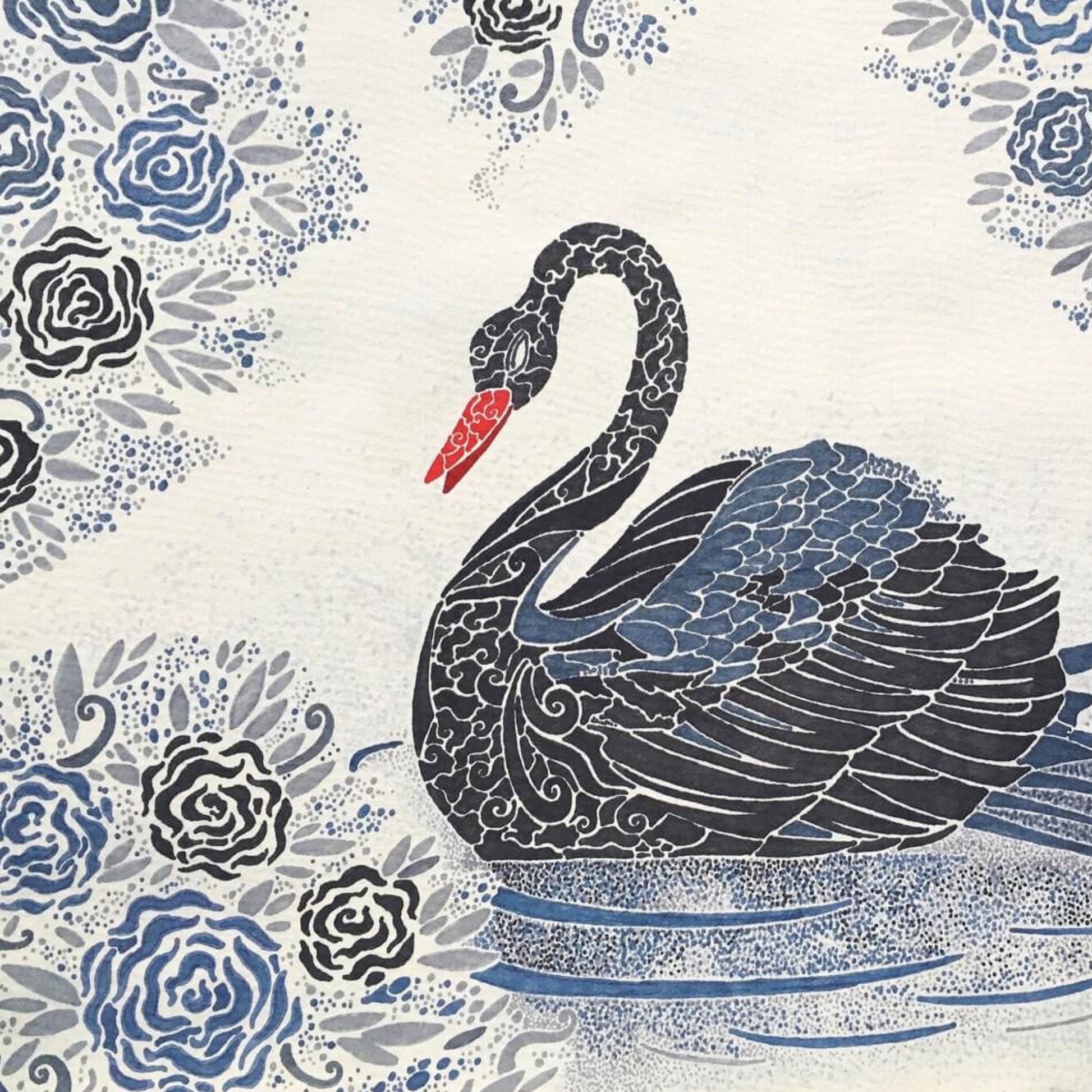 Blue Swan Lake Painting