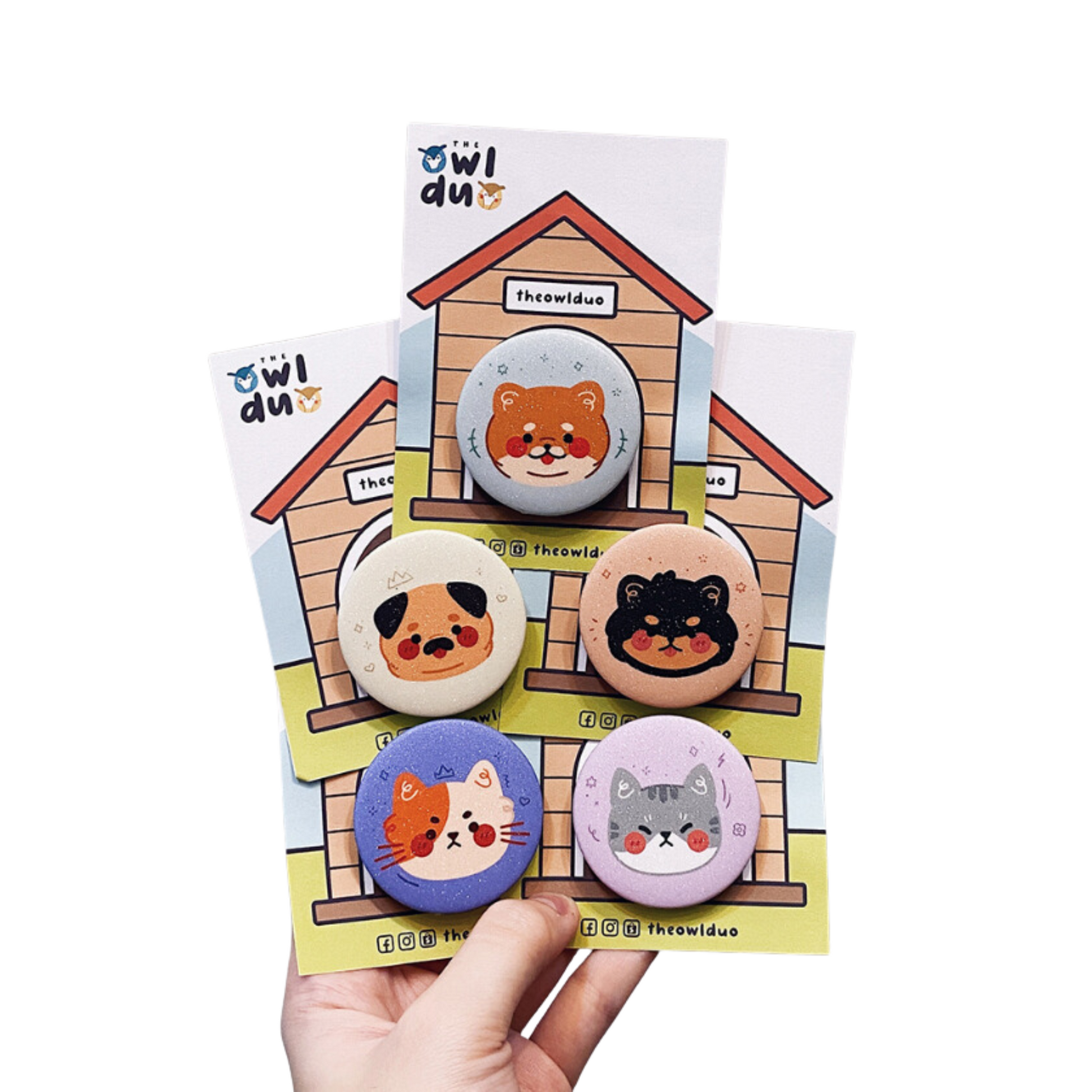 The Owl Duo Priscilla and Sarah Cheung Animal Button Pins