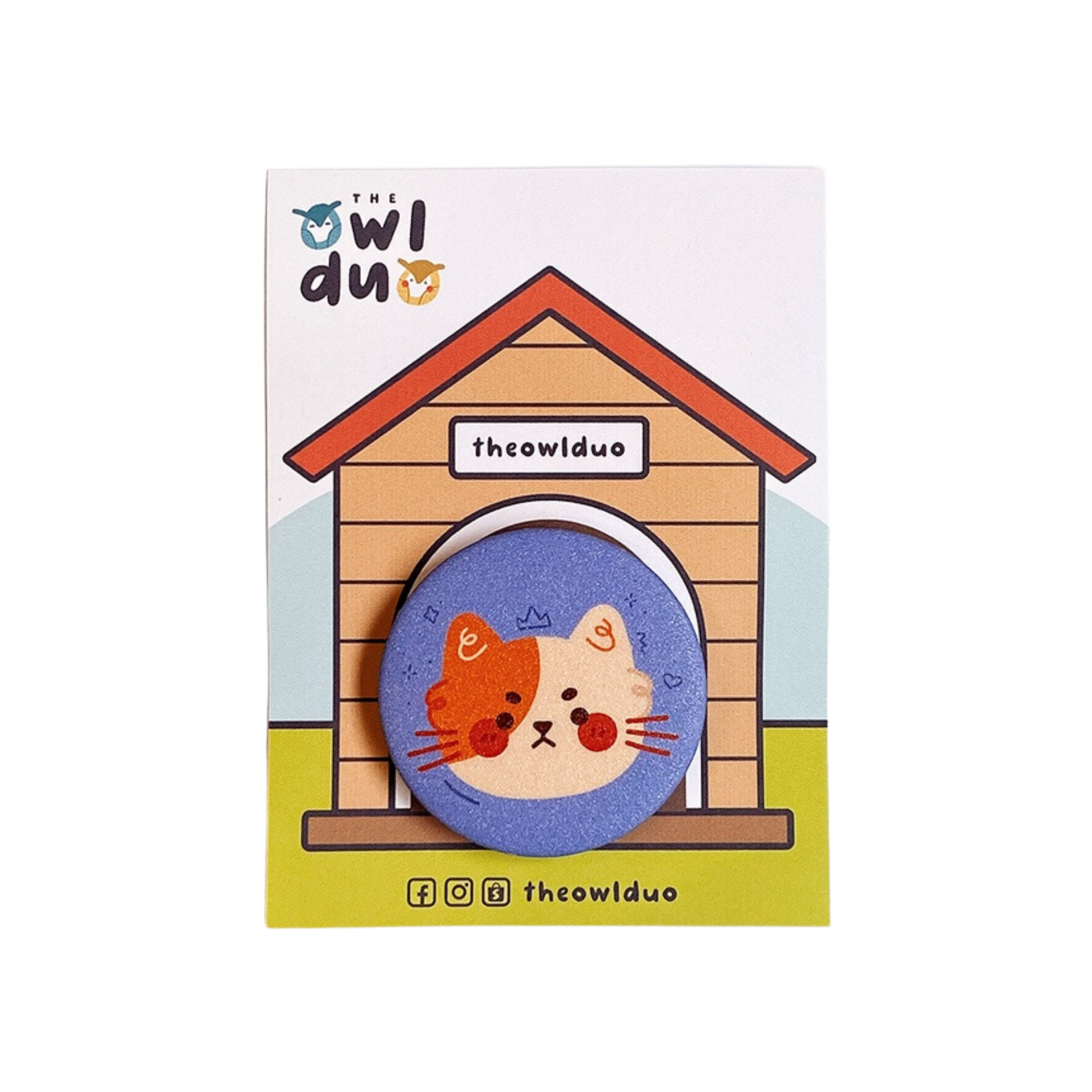 The Owl Duo Priscilla and Sarah Cheung Animal Button Pins Orange Cat