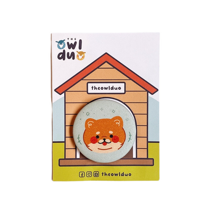The Owl Duo Priscilla and Sarah Cheung Animal Button Pins Shiba