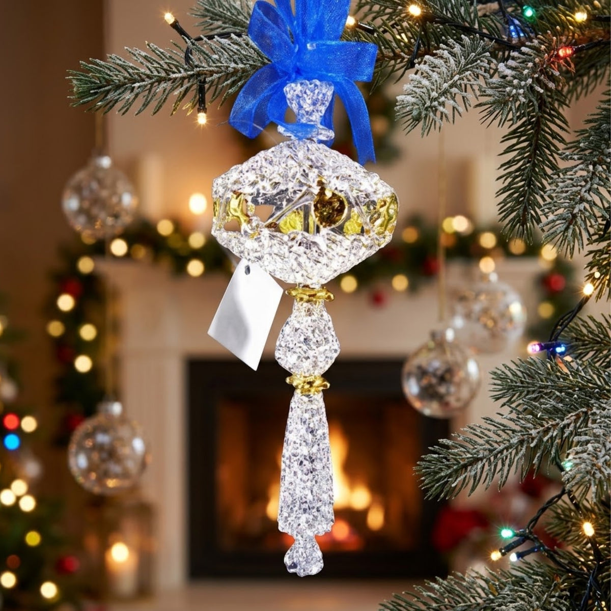 Crochet Glass Christmas Ornaments with Gold Leafing and Org...