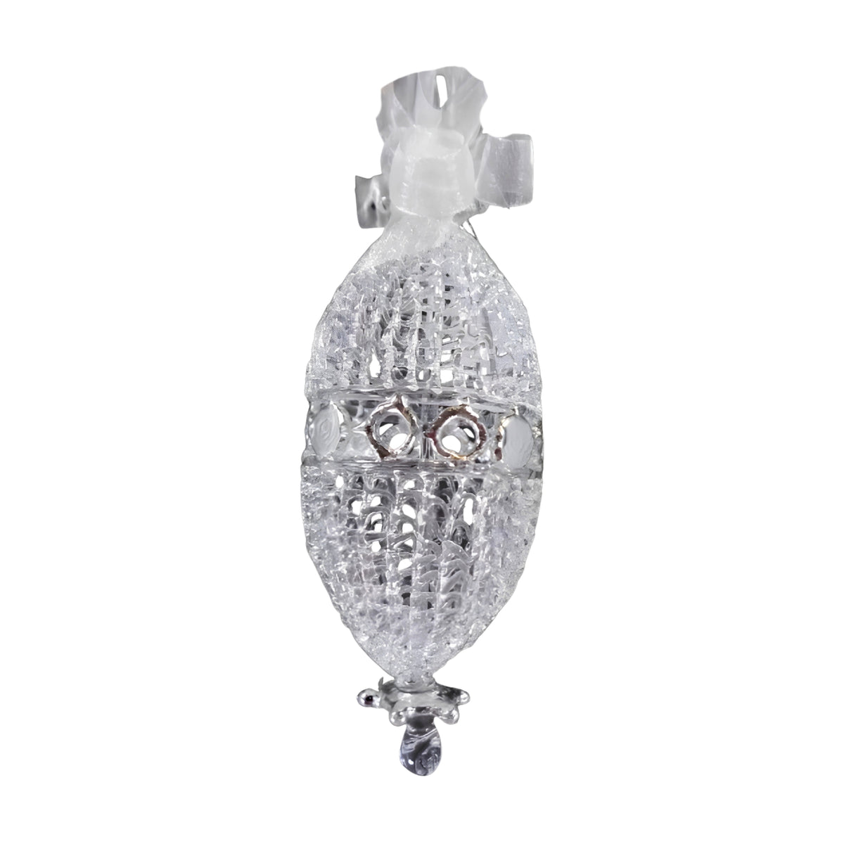 Crochet Glass Christmas Ornaments with Silver Leafing