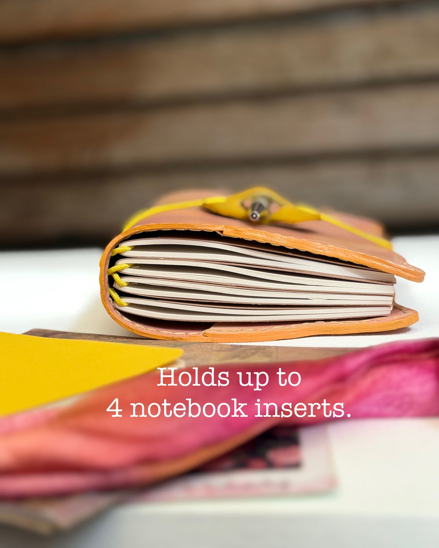 Hand-Painted, Hand-Stitched Leather Journal & Traveler's Notebook Cover | Warm Field