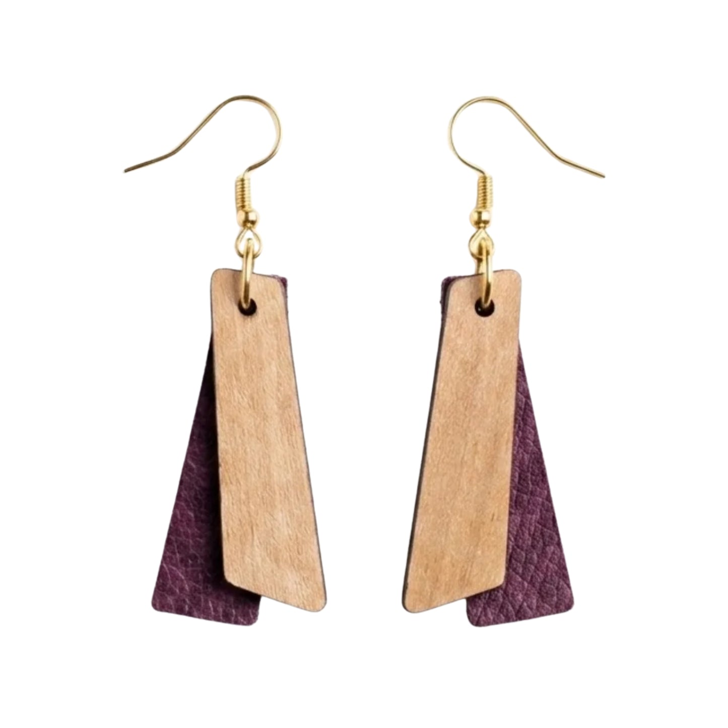 "Grace" Wood x Leather Earrings