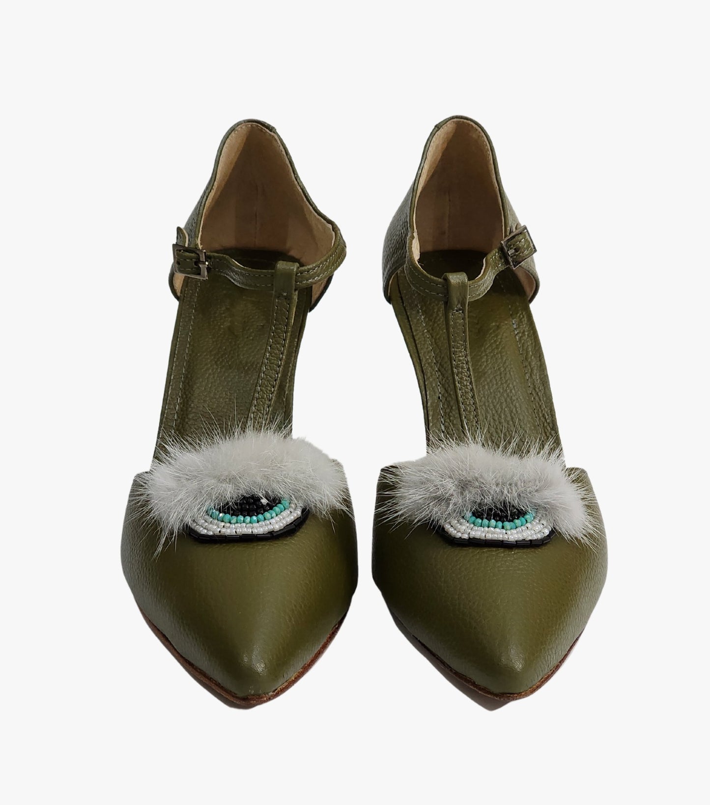 Green Heels with Fur